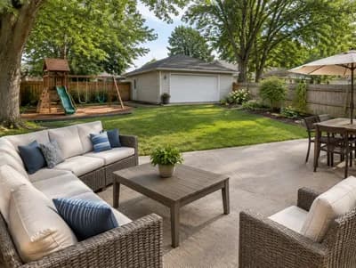 Backyard interior design visualization
