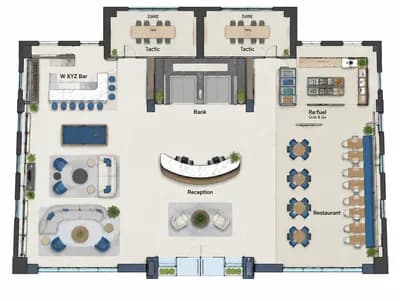 Lobby interior design visualization