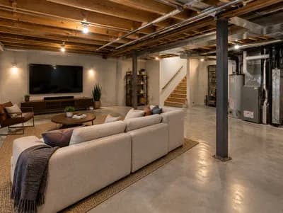 Basement interior design visualization