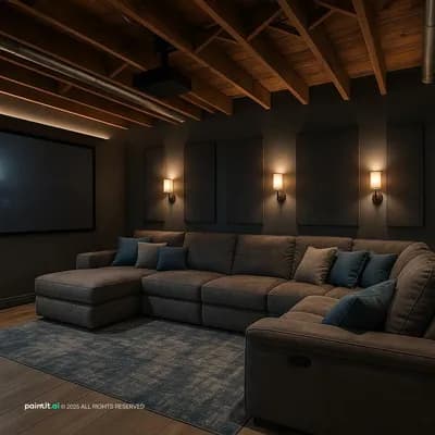 Basement interior design visualization