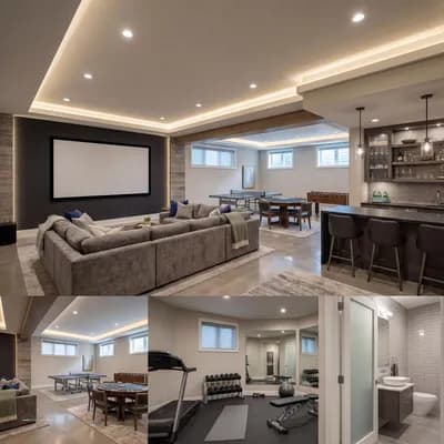 Basement interior design visualization