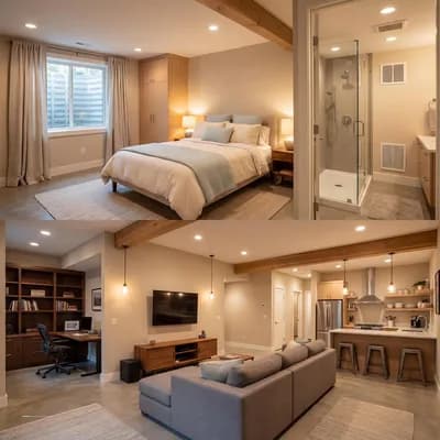 Basement interior design visualization