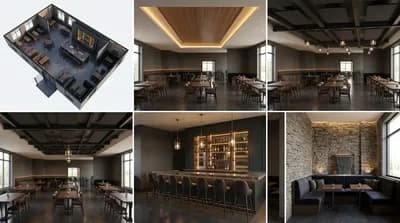 Bar interior design visualization