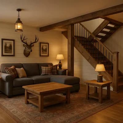 Basement interior design visualization