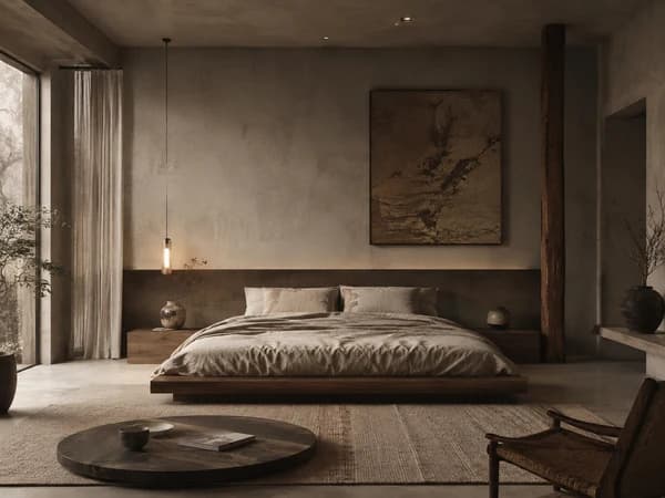 Earthy Bedroom Round Low Table Art