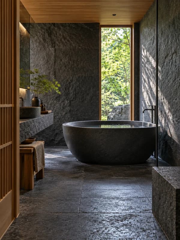 Japanese Basalt Bathroom