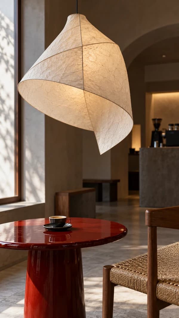 Paper Pendant Red Lacquer Coffee Table