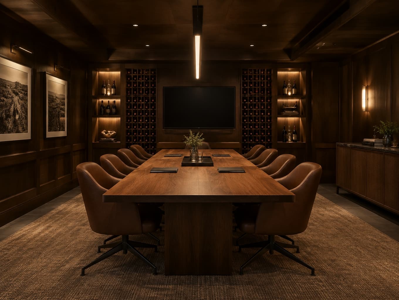 Sophisticated Conference Room in a Basement