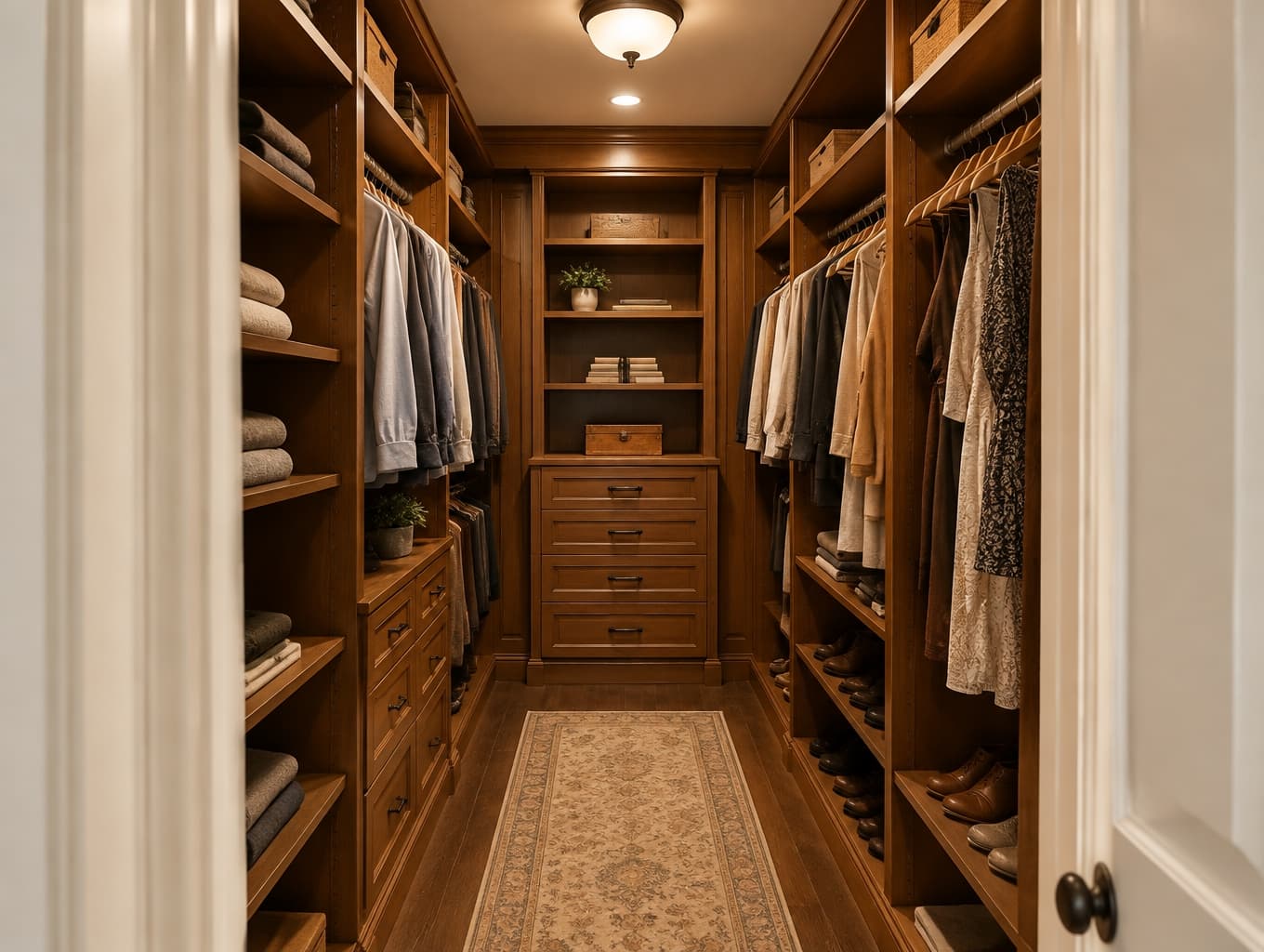Elegant Walk-in Closet with Traditional Charm