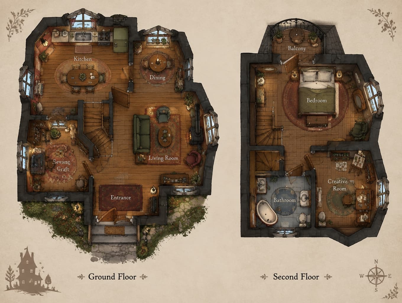 Unique Gothic-Cozy House Design Layout