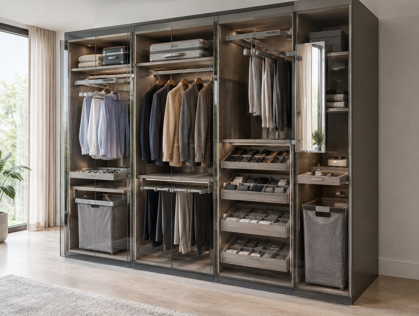 Stylish Contemporary Glass Wardrobe Unit