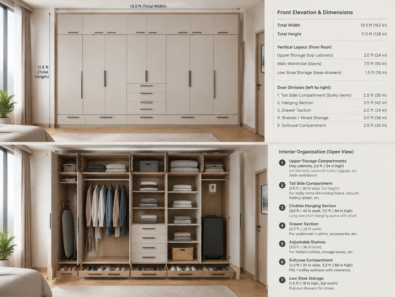 Stylish and Functional Bedroom Wardrobe Layout