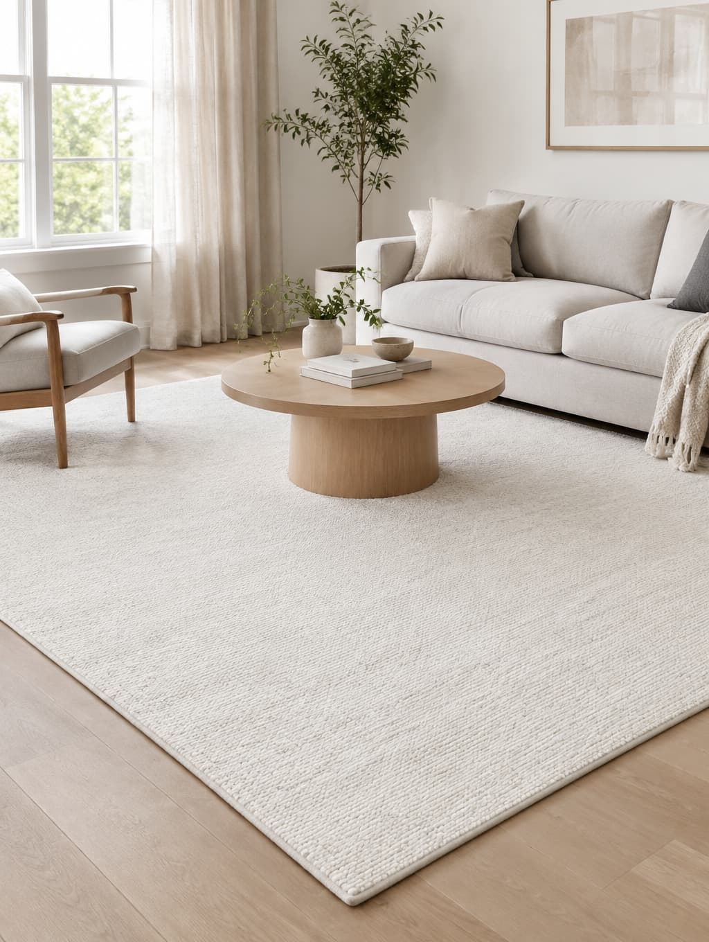 Stylish Living Room with White Rug