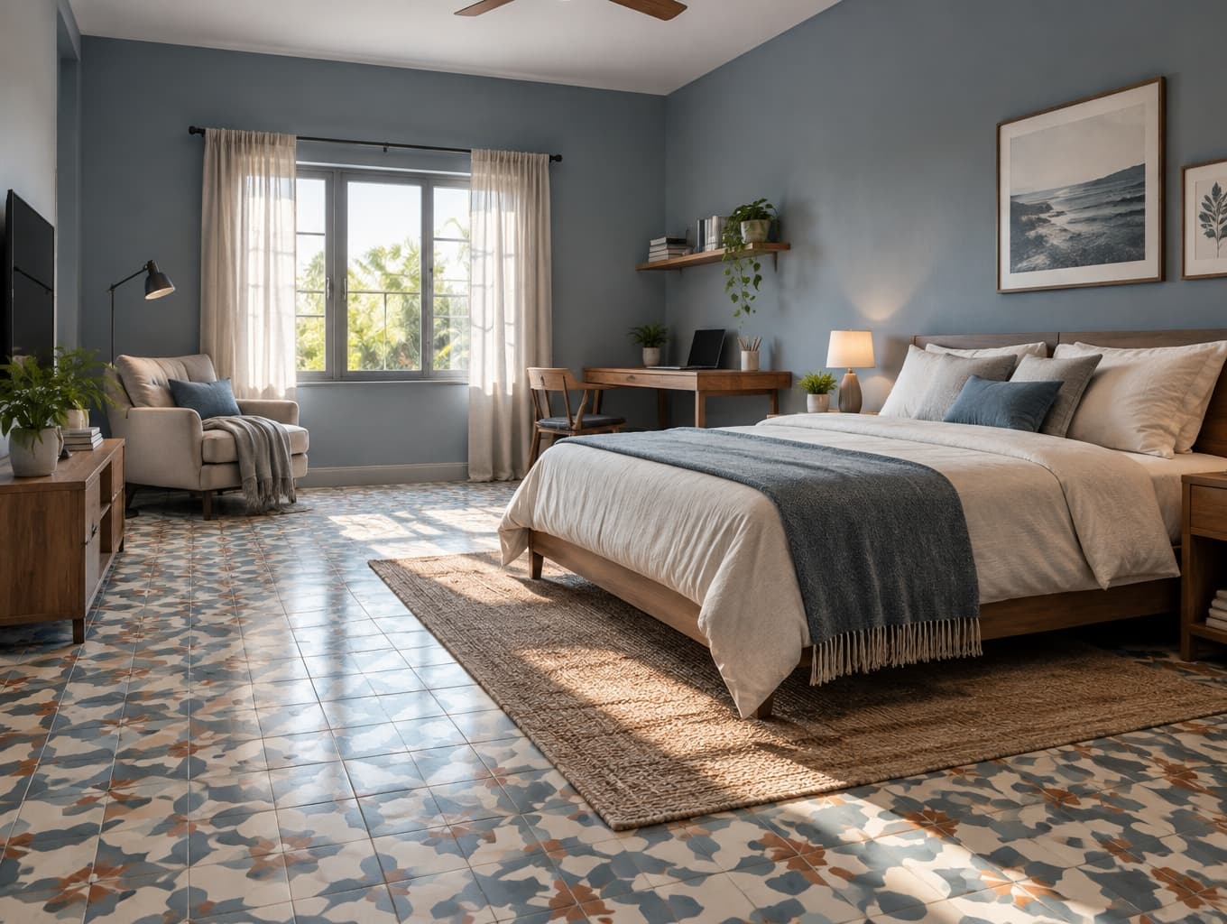 Tranquil Bedroom Inspiration with Athangudi Tiles