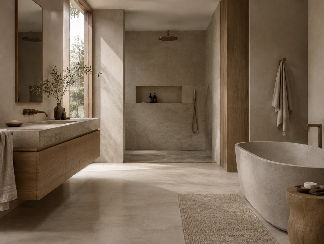 Serene Japandi Bathroom Concept