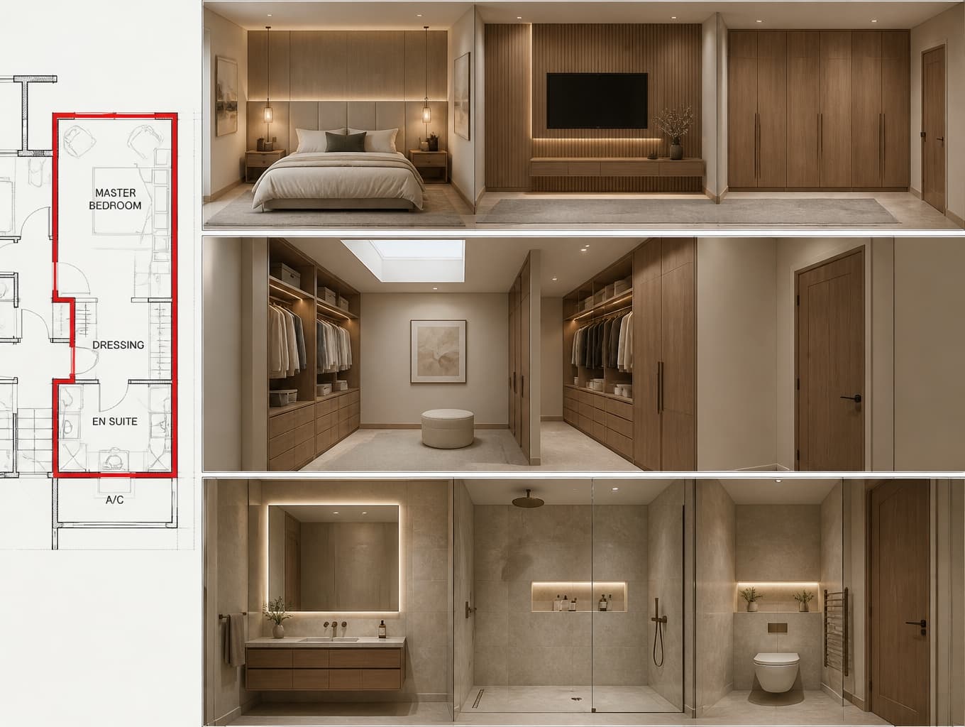 Contemporary Master Bedroom Suite Elevation