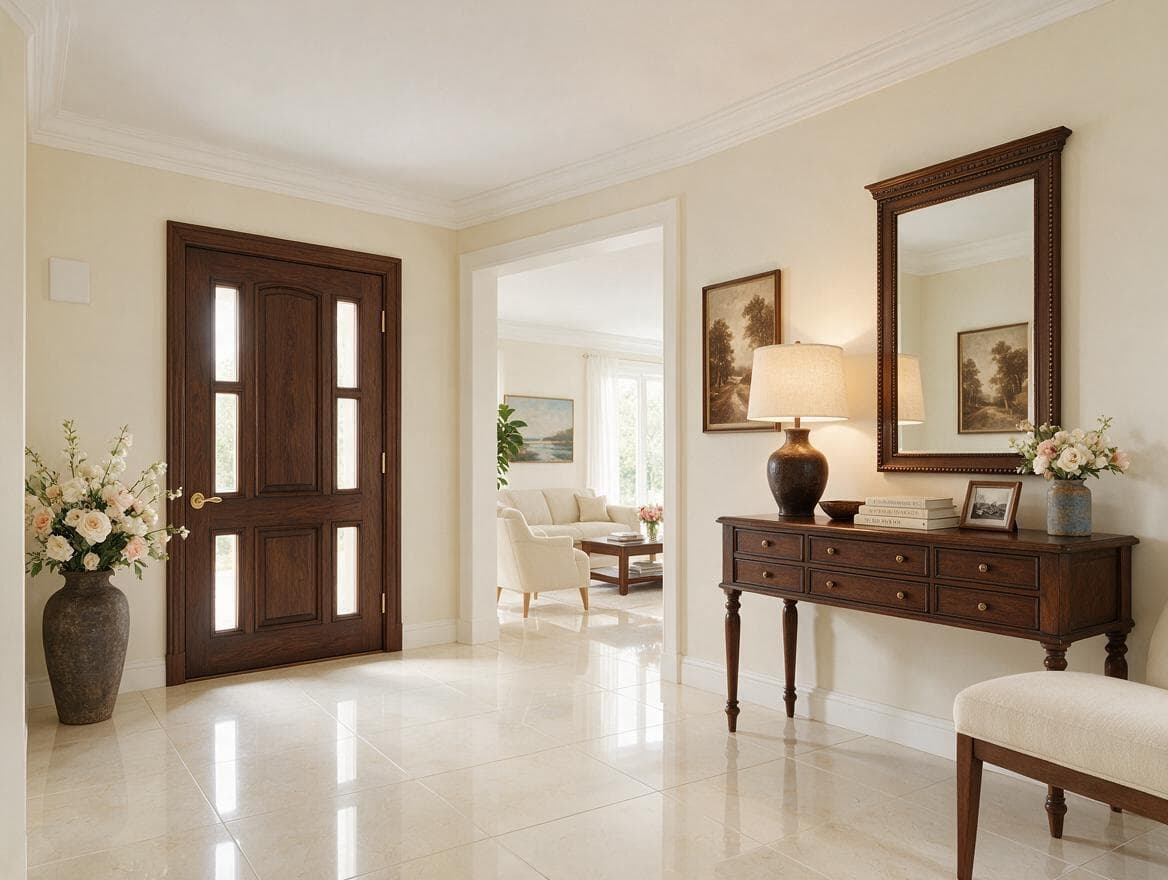 Stylish Hall with Natural Daylight and Ivory Tones
