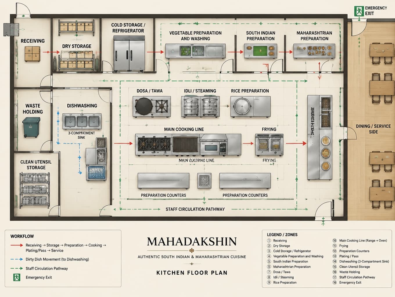 2D Kitchen Design for MAHADAKSHIN Restaurant