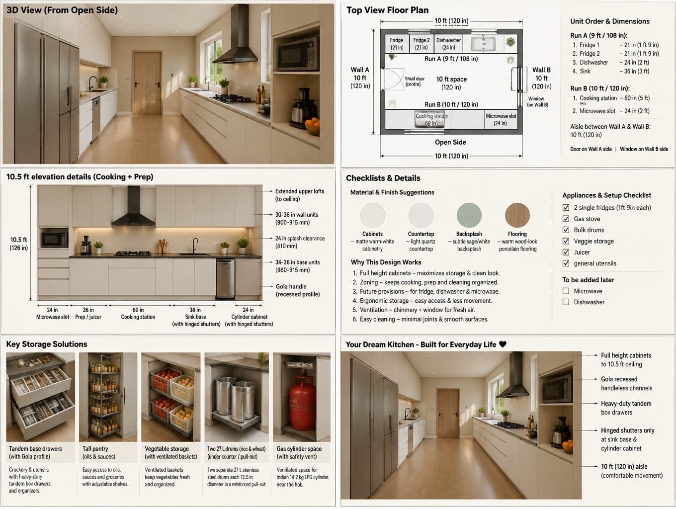 Stylish Galley Kitchen Architectural Overview