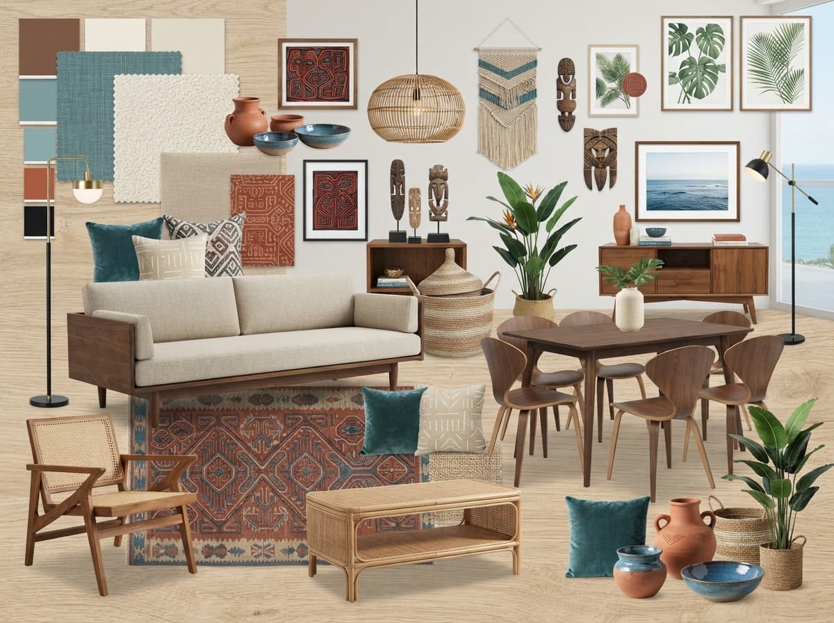 Stylish Oceanfront Condo Living Room Mood Board