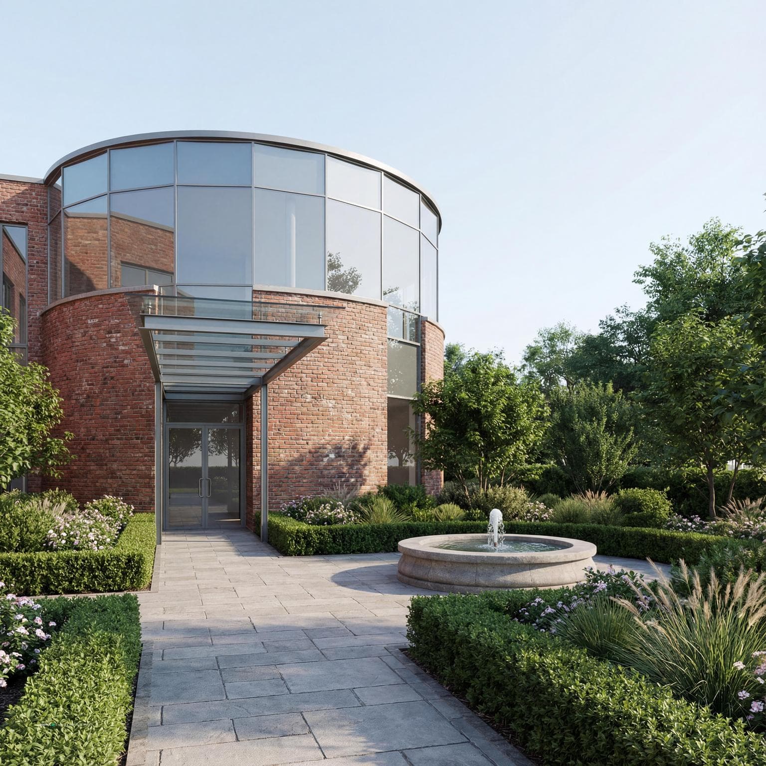 Elegant Brick and Glass Entrance Design