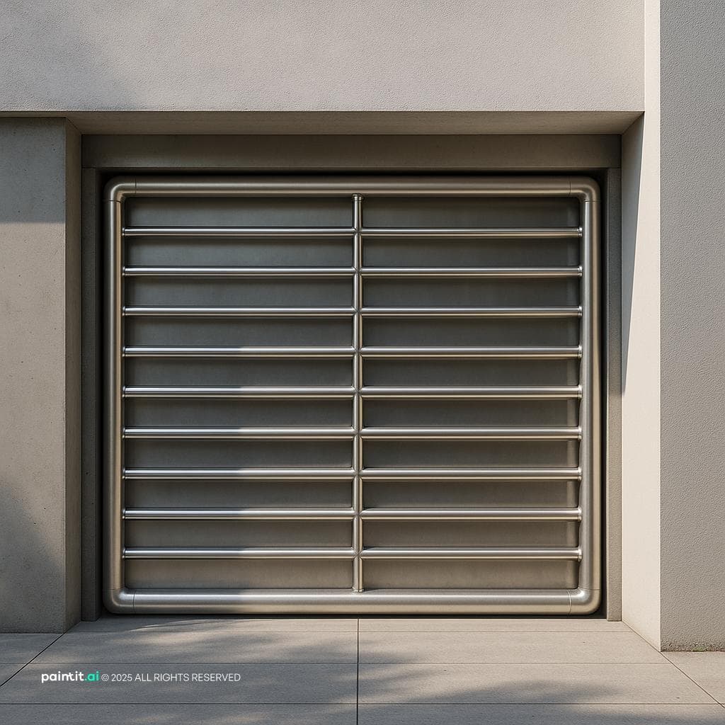 Sleek Garage Gate in Stainless Steel