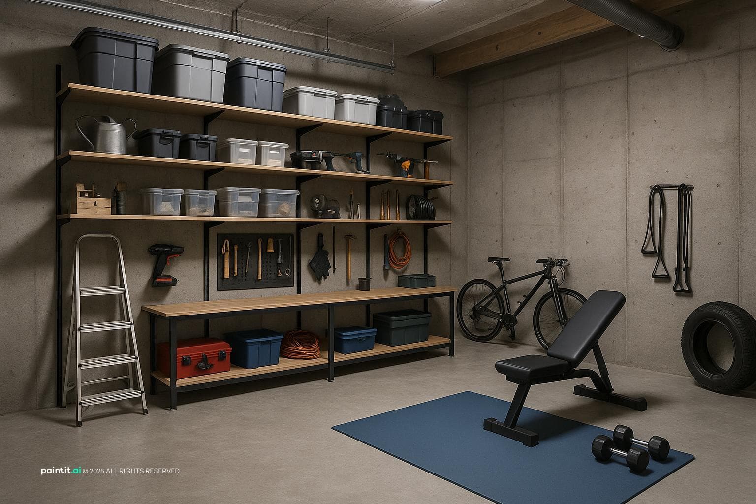Functional Garage Design with Workout Area