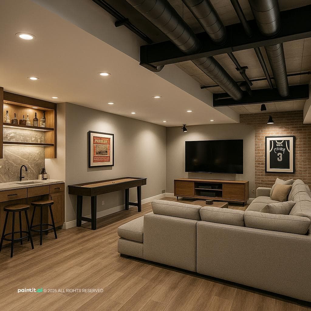 Modern Basement Design for Entertainment