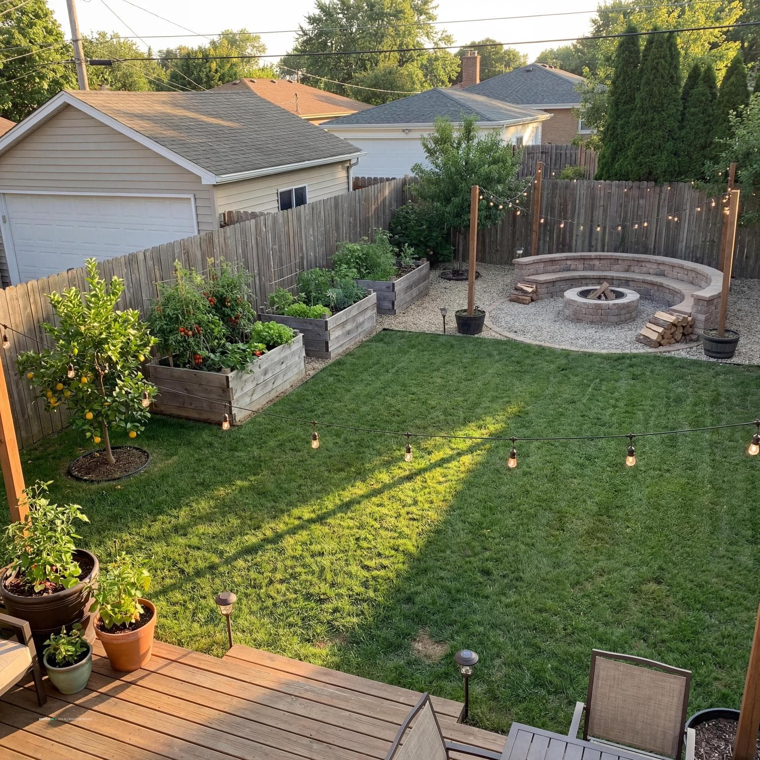 Beautiful Backyard Design with Cozy Fire Pit