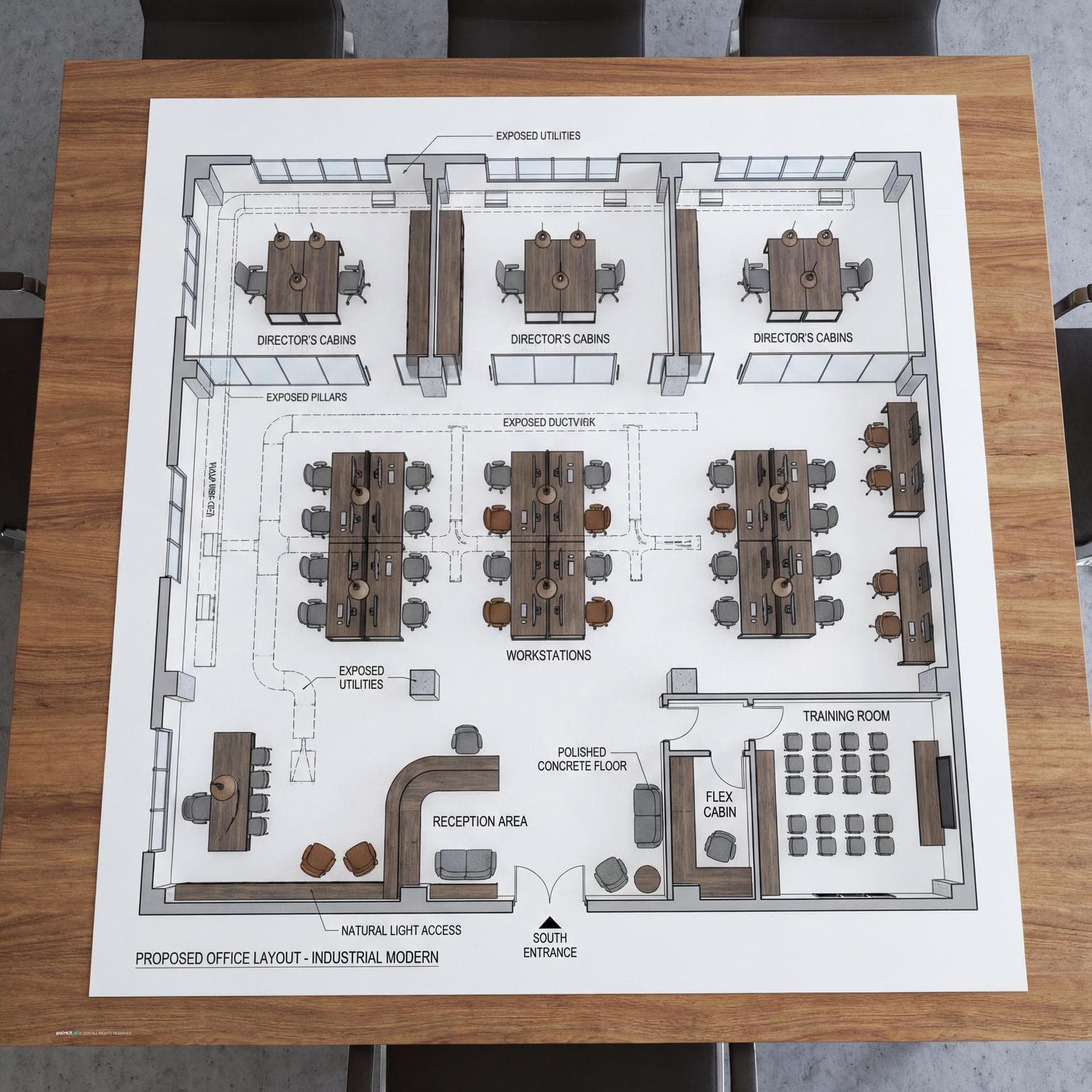 Ultra Photorealistic Office Layout