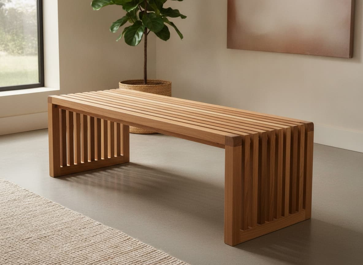 Elegant Teak Slatted Bench for Entryways
