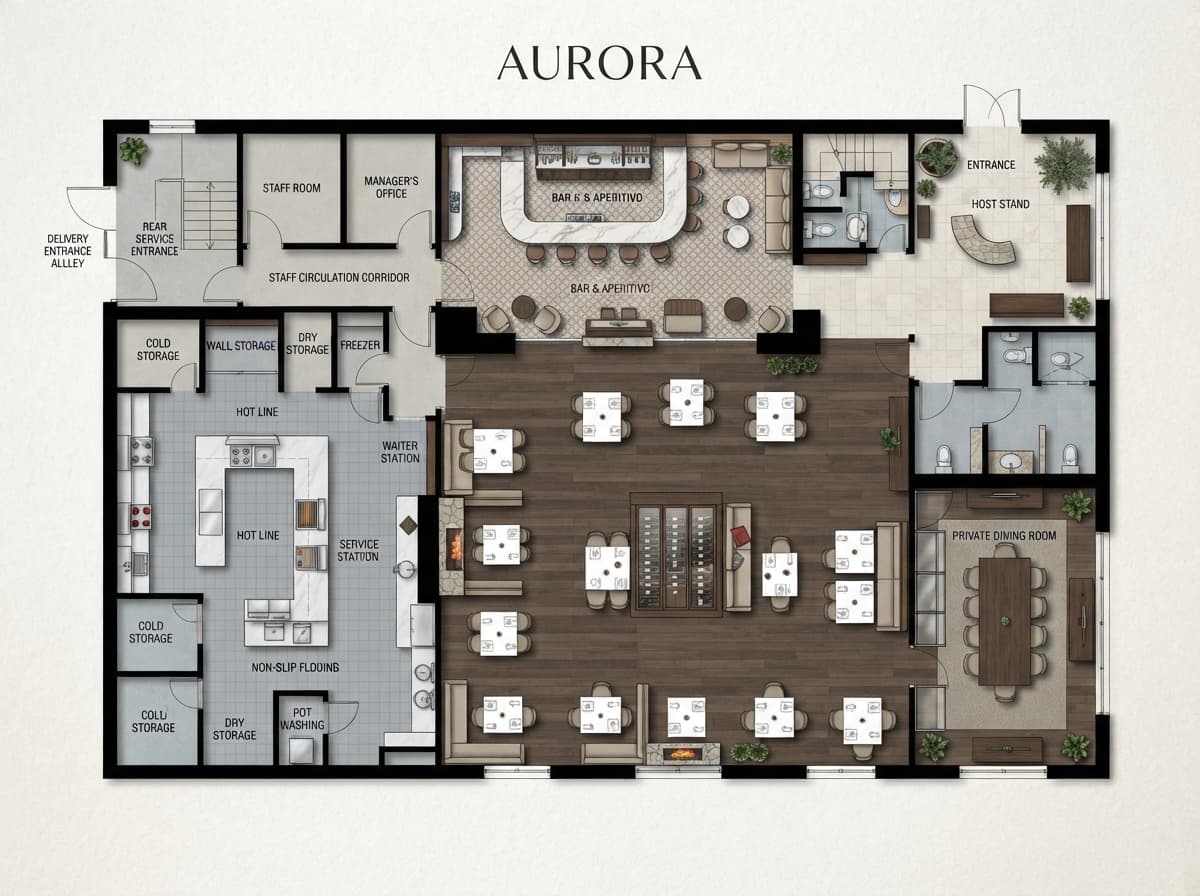 Italian Restaurant Layout Design