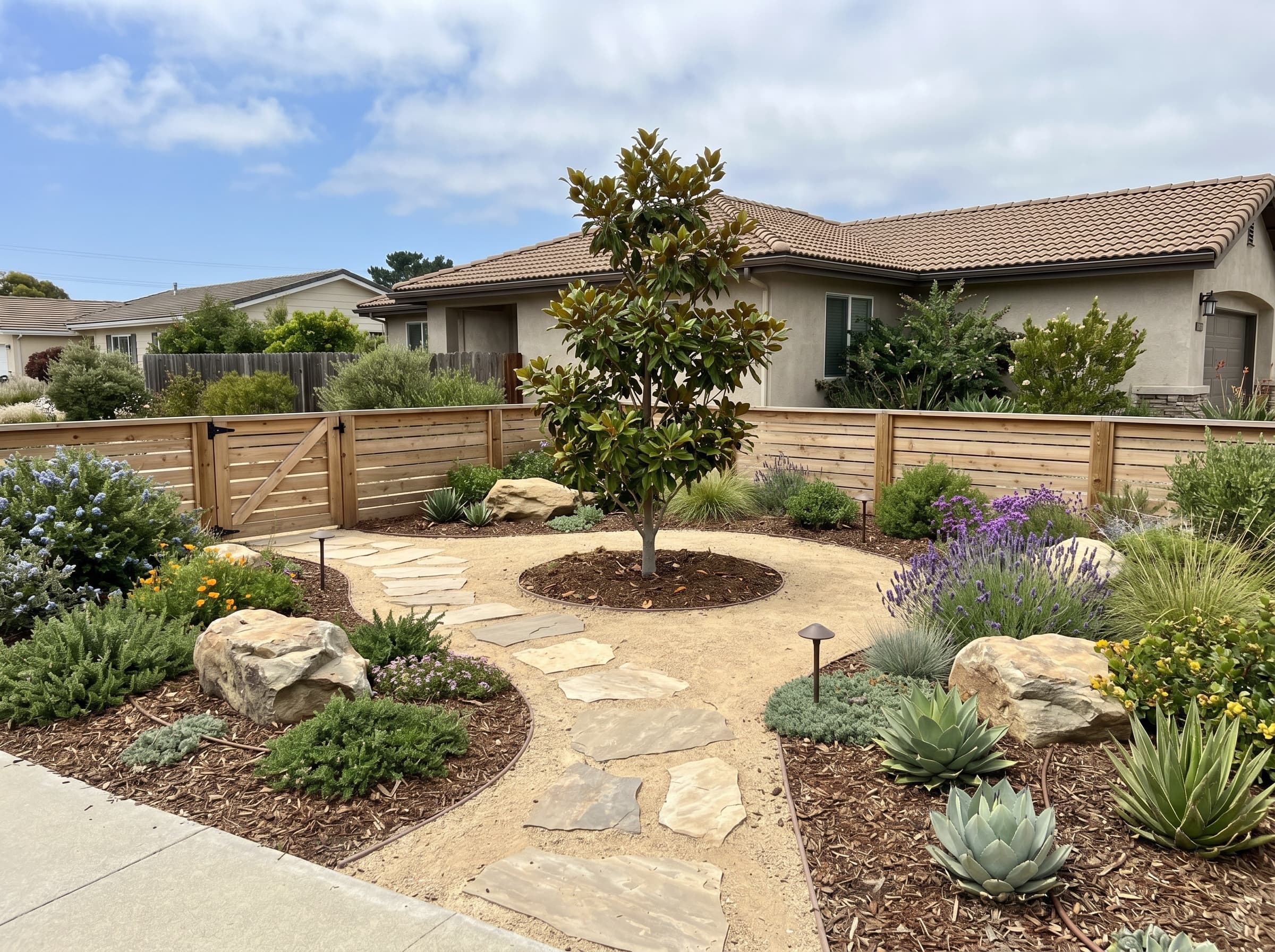 Elegant Coastal Front Yard Landscape Design