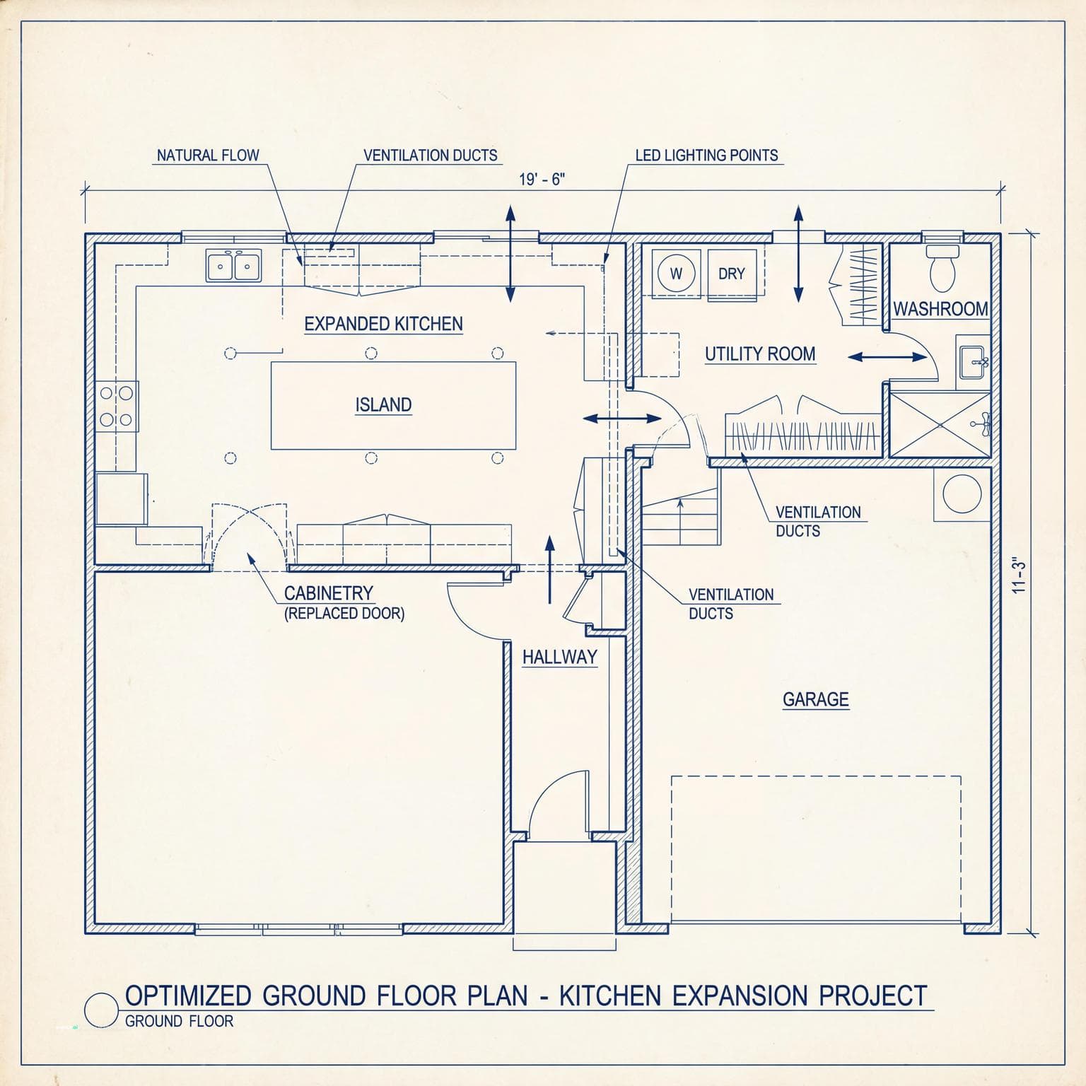 Spacious Kitchen and Utility Room Design