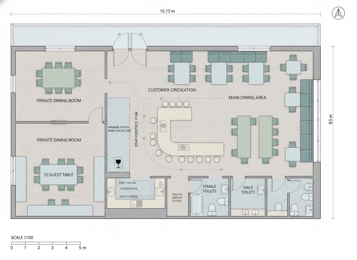 Architectural Floor Plan for Modern Dining Space