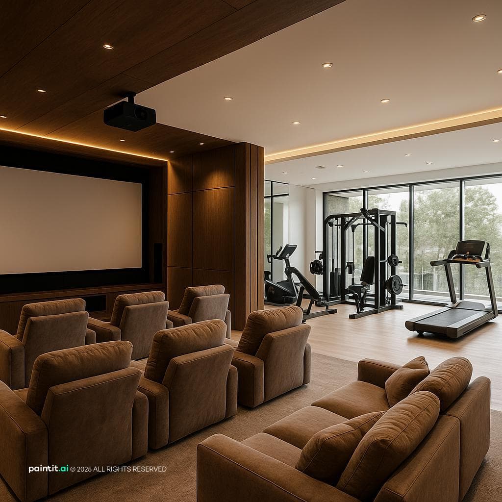 Elegant Theatre and Gym Interior Design