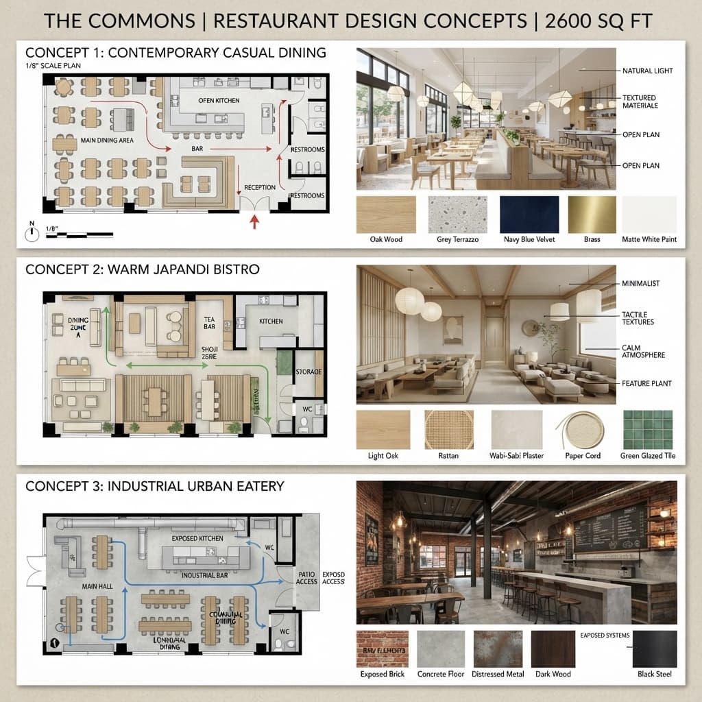 Innovative Restaurant Design Concepts Board
