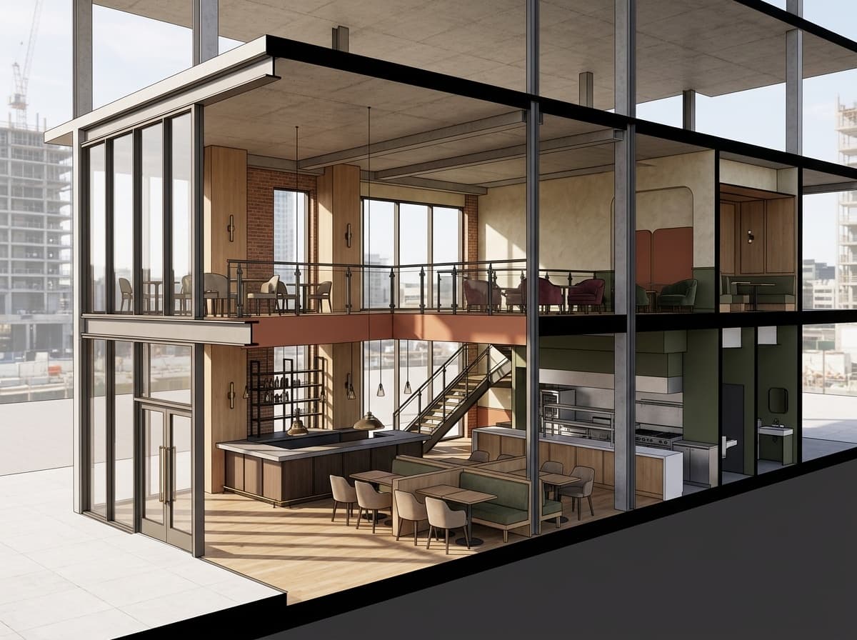 Contemporary Bar & Restaurant Interior Visualization