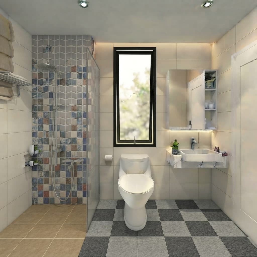 Stylish Compact Bathroom Visualization