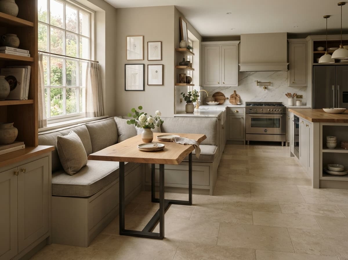 Refined Kitchen Design with Cozy Banquette