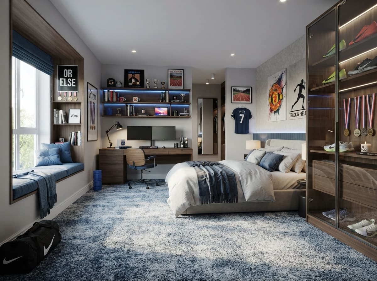 Stylish Teen Bedroom for Sports and Music Lovers